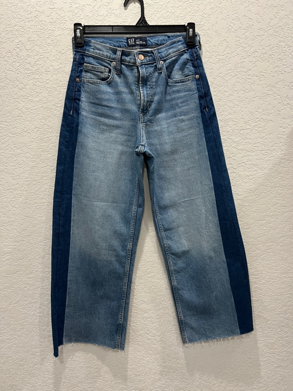 GAP Women's Two-Tone Light and Dark Blue Straight-Leg Jeans